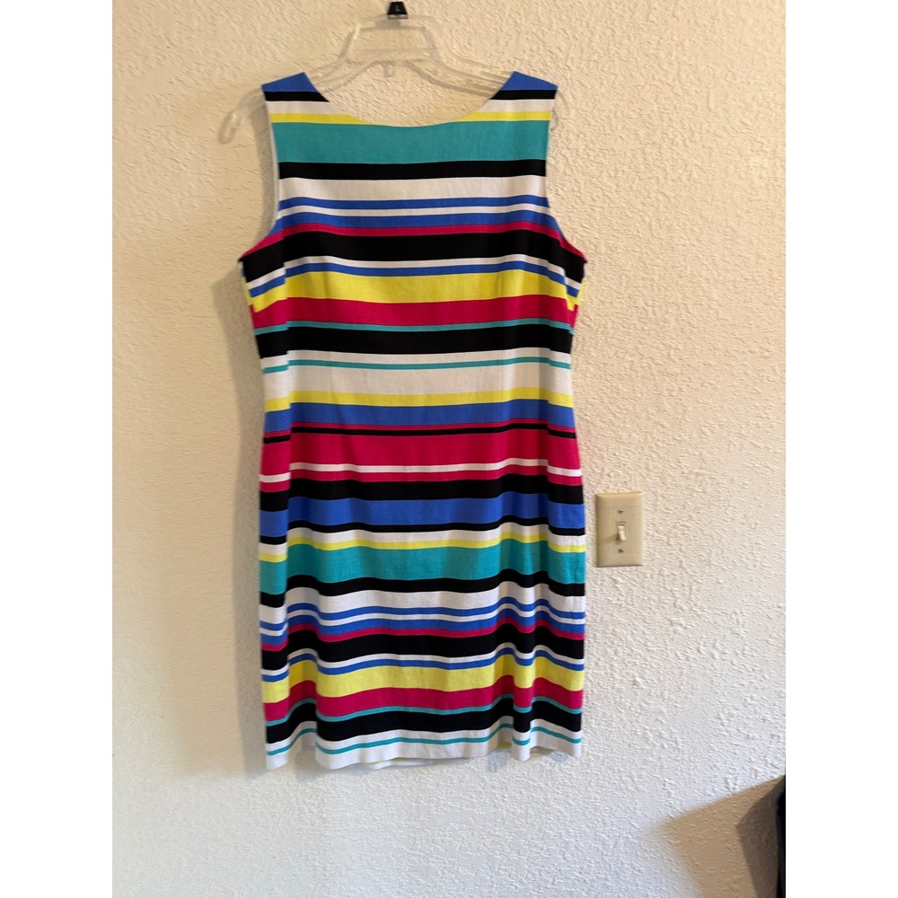 Tahari Arthur S Levine Striped Linen Blend Sheath Dress Multicolor Size 12